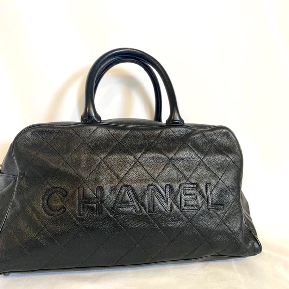 Authenticated CC Black Leather Bowling Bag - Picture 1 of 16